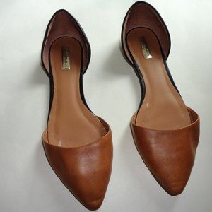 HALOGEN Kayla Lea Black/Tan D'Orsay Pointed Flats